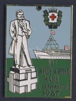 Hollandia 1967. szögletes, zománcozott modern plakett "Henry Dunant hajó - Vöröskereszt" T:2