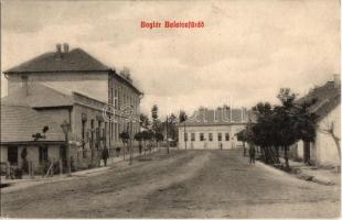 1909 Balatonboglár, Boglár-Balatonfürdő; utcakép, Faragó Sándor üzlete
