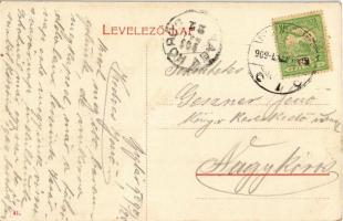 1909 Balatonboglár, Boglár-Balatonfürdő; utcakép, Faragó Sándor üzlete