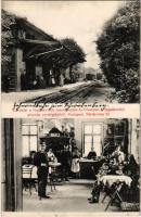 1909 Budapest II. Fogaskerekű vasútállomás és Friedman J. fogaskerekű állomás vendéglője, belső vasutassal. Retek utca 52.