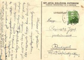 Budapest-Esztergom térkép, rajta hajó, vasút és autó út is jelölve. Szent Antal Kollégium Ferences N...