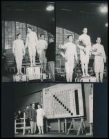 1952 Helsinki, dobogós magyar vívók az olimpián: Kovács, Gerevich, Berczelly, 3 db fotó, hátuljukon feliratozva, 8,5×6 cm