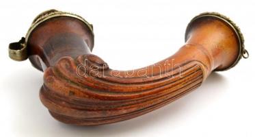 cca 1860 Faragott tajtékpipa antik ezüst (Ag.) tetővel és peremmel, jelzett, jó állapotban, h: 15 cm...