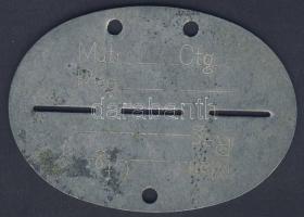 Románia II.V.H. fém "dögcédula" (katonai azonosító bárca) kitöltetlen T:2