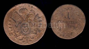 Ausztria/magyar verdejel 1800B 3Kr T:3/3- + 1812S 1Kr T:4+