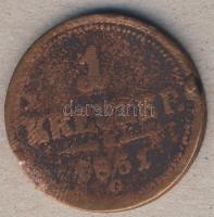 Ausztria/magyar verdejel 1851G 1Kr T:3-/4+ ph. R!