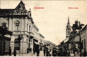 1907 Komárom, Komárnó; Nádor utca, Elbert Ignácz, Schlesinger Péter, Székelyi Károly és Balogh Miklós üzlete / street view, shops (EK)