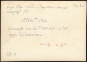 cca 1910 Magas-Tátra, kilátás a Tengerszem-csúcsról, Erdélyi Mór felvétele, hátulján feliratozva, 11...