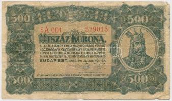 1923. 500K Magyar Pénzjegynyomda Rt. Budapest nyomdahely jelöléssel T:III-  Adamo K34