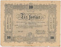 1848. 10Ft Kossuth Bankó T:II- fo., kis anyaghiány, kis szakadás Adamo G111