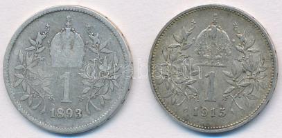 Ausztria 1893-1915. 1K Ag "Ferenc József" (2xklf) T:1-,3
Austria 1893-1915. 1 Corona Ag &...