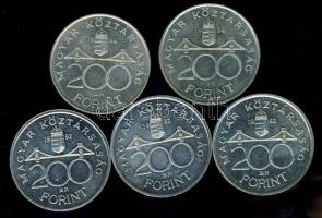 1992-94. 200Ft Ag "MNB" (3x), "Deák" (2x) T:BU,2