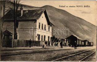 Újbánya, Königsberg, Nová Bana; vasútállomás / Bahnhof / stanice / railway station. Vydávatel Josef Struhár