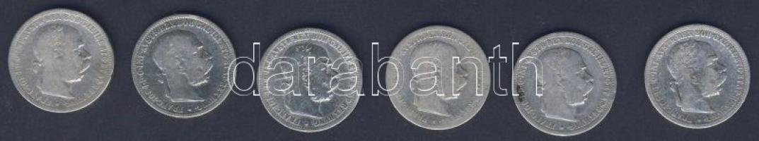 Ausztria 1893-1901. 1K Ag (6x) T:2/3,3