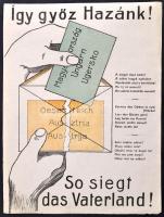 1921 Így győz Hazánk! színes propaganda plakát a Soproni népszavazás idejéből, litográfia, 31×23 cm / Hungarian propaganda poster for the Sopron referendum, lithography, 31×23 cm