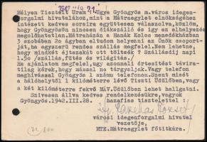 1942 Gyöngyös, A gyöngyösi idegenforgalmi hivatallevelezőlapja
