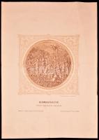 1857 Szombathelyi régészeti lelet litografált képe. Nagyméretű lapon 30x42 cm