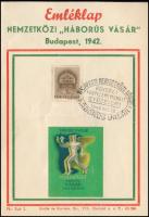1942 Budapest Háborús Vásár, 2 db emléklap, irredenta jelszavas pecsétekkel