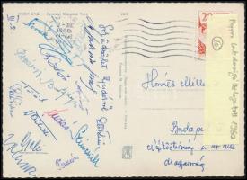 1960 A magyar labdarúgó válogatott tagjainak aláírásai levelezőlapon