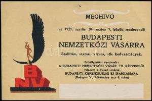 1927 Meghívó a Budapesti Nemzetközi Vásárra, kitöltetlen