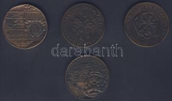 1986-88. Keszthelyi Éremgyűjtő Csoport "Dunántúli városok" sorozatának 4db Br plakettje "Kaposvár, Zalavár, Somlóvár, Simontornya" T:2