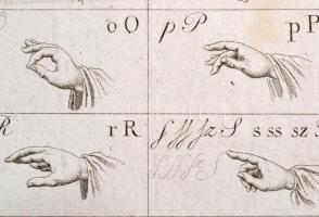 cca 1800 Siketnéma kézi Ábécérend. Rézmetszet. 19,5x30 cm