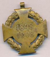 1908. "Katonai Jubileumi Kereszt" aranyozott Br kitüntetés mellszalag nélkül T:2,2-
Hunga...