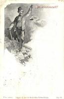 1913 Selmecbánya, Schemnitz, Banská Stiavnica; Jó Szerencsét! bányász művészlap. Joerges Á. özv. és fia Rsz. 86. / mining art postcard (r)
