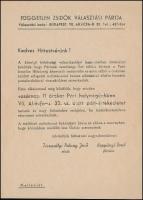 cca 1948 a Független Zsidók Választási Pártja meghívója, ill. elfogadói nyilatkozata