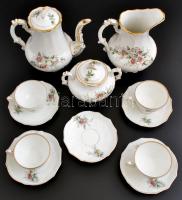 Pfeiffer & Löwenstein hiányos mokkás készlet, kopott festés, jelzett, későbbi kézi festéssel,