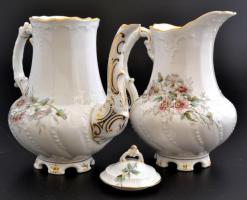 Pfeiffer & Löwenstein hiányos mokkás készlet, kopott festés, jelzett, későbbi kézi festéssel,