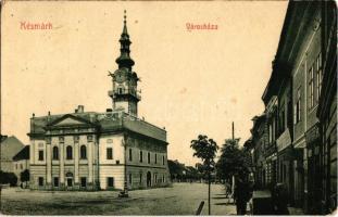 1909 Késmárk, Kezmarok; Városháza, utca, Villányi Ignác sütödéje, Donáth üzlete. W.L. Bp. 2902. / town hall, street with shops