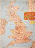 1975 Nagy-Britannia térképe, kiadja: Kartográfiai Vállalat, 100×69 cm