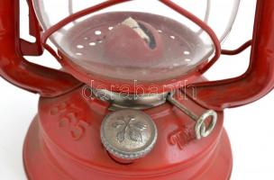 Miva cseh zománcozott viharlámpa, jó állapotban, m: 29 (46) cm