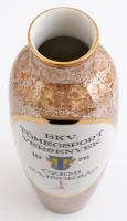 Hollóházi márvány váza, BKV Előre SC felirattal, matricás, hibátlan, m: 25,5 cm