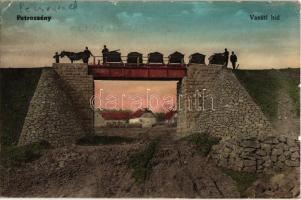 1917 Pécsvárad, Vasúti híd szenes vagonokkal. Hibásan Petrozsény nyomtatással (EK)