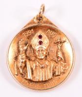 Aranyozott ezüst(Ag) János Pál pápa emlékmedál, jelzés nélkül, d: 2,5 cm, bruttó: 15,7 g