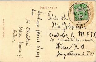 1912 Diakovár, Djakovo, Dakovo; vasútállomás, 5395. sor. sz. gőzmozdony, hajtány, vasutasok / Stanic...