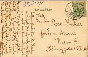 1907 Pöstyén, Pistany, Piestany; Überfuhr / Átkelés a Vág folyón komppal. Künzler kiadása / crossing...