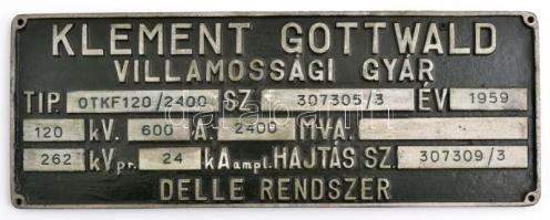 1959 Klement Gottwald (Ganz) villamossági gyár mozdony fémtábla 35x13cm
