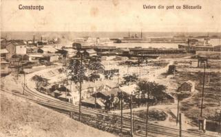 Constanta, Vedere din port cu Silozurile / port, harbor, railway line, warehouses (fl)