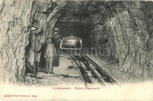 1909 Jungfraubahn, Station Eigerwand / underground railway station, narrow-gauge railway, rack railway, railwayman (EK)