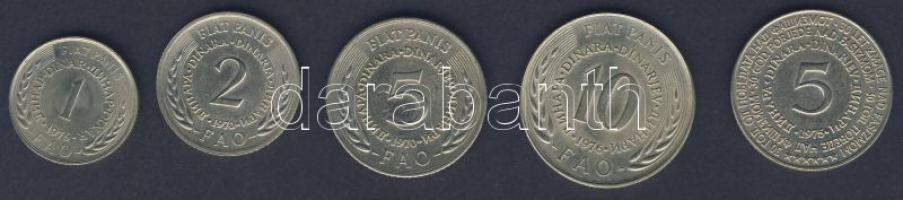 Jugoszlávia 1970-76. 1D, 2D, 5D, 10D "FAO" sor + 1975. 5D "30 éves a győzelem" T:2