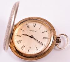 Ezüst(Ag) Uniona zsebóra, jelzett, működik, d: 3,5 cm, bruttó: 42,2 g