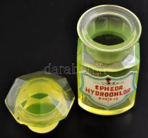 Régi gyógyszertári üveg, felirattal, csorbával, m: 9 cm