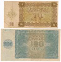 Független Horvát Állam 1941. 10K + 100K T:III 
Independent State of Croatia 1941. 10 Kuna + 100 Kun...