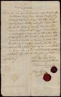 1802 Balokány melletti rét adásvételi szerződése, 1802. február 1, Bécs, aláírásokkal, két viaszpecséttel.