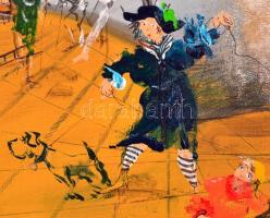 Debreczeny Zoltán (1952): Róme & Júlia. Olaj, vászon, jelzett, 80×80 cm