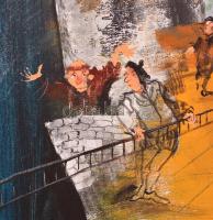 Debreczeny Zoltán (1952): Róme & Júlia. Olaj, vászon, jelzett, 80×80 cm