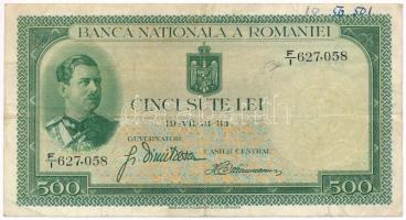 Románia 1934. 500L T:III Romania 1934. 500 Lei C:F Krause 36.a